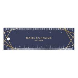 Modern Gold Geometric Midnight Blue 6&quot; Ruler