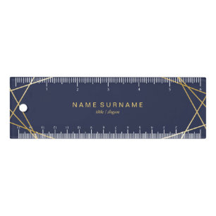 Modern Gold Geometric Midnight Blue 6" Ruler