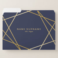 Modern Gold Geometric Midnight Blue File Folder