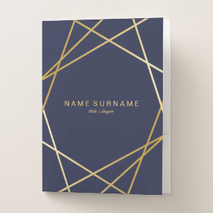 Modern Gold Geometric Midnight Blue Pocket Folder