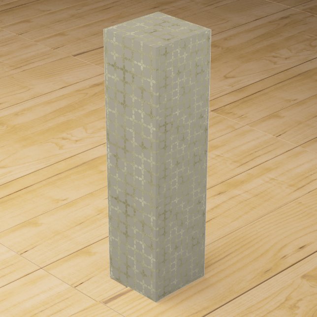 Modern Gold Geometric Pattern Christmas Wine Box (Front)