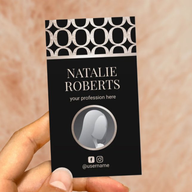 Modern Gold Geometric Pattern Custom Photo Business Card (Creator Uploaded)