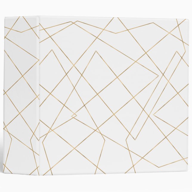 Modern Gold Geometric Strokes Abstract Design 3 Ring Binder (Front/Spine)