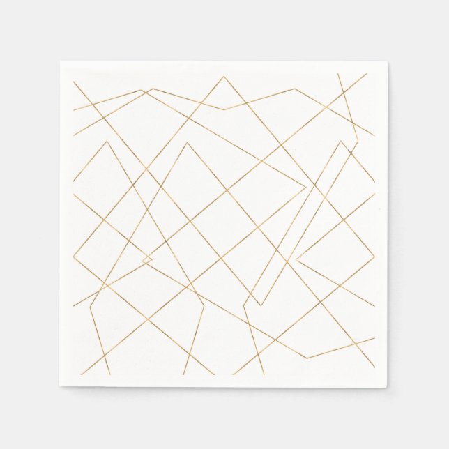 Modern Gold Geometric Strokes Abstract Design Napkins (Front)