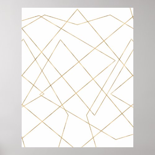 Modern Gold Geometric Strokes Abstract Design Poster