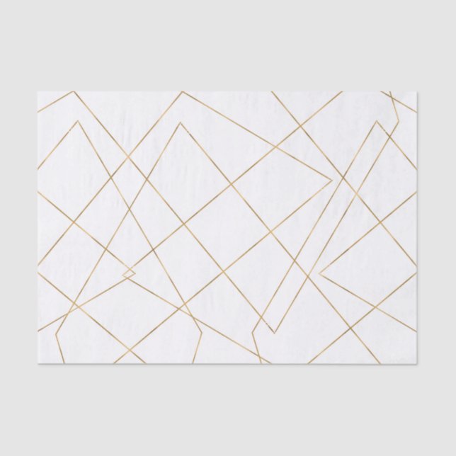 Modern Gold Geometric Strokes Abstract Design Tissue Paper (Front)