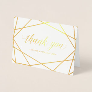 Modern Gold Geometric Thank You Foil Card