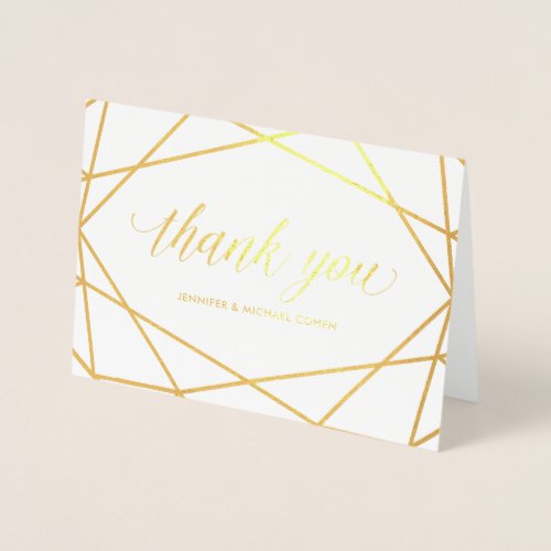 Modern Gold Geometric  Thank You Foil Card