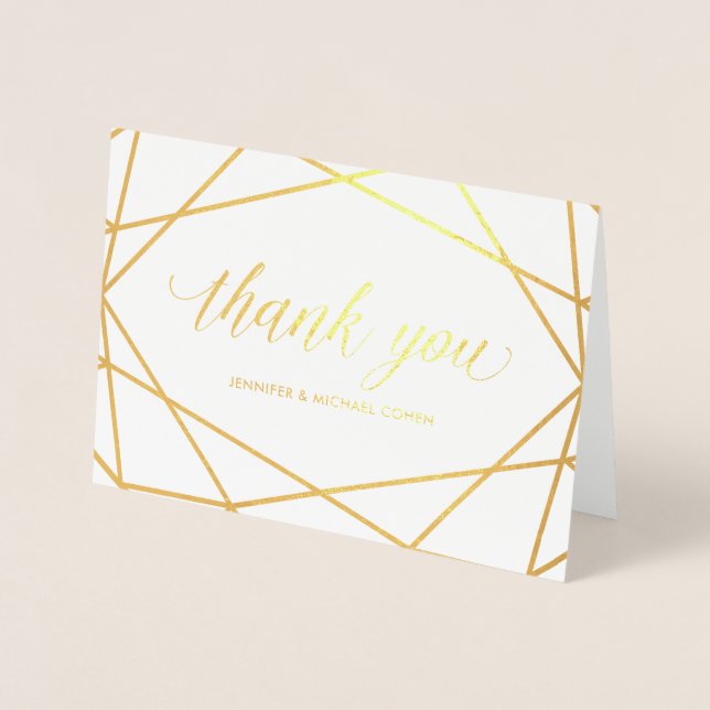 Modern Gold Geometric | Thank You Foil Card (Front)