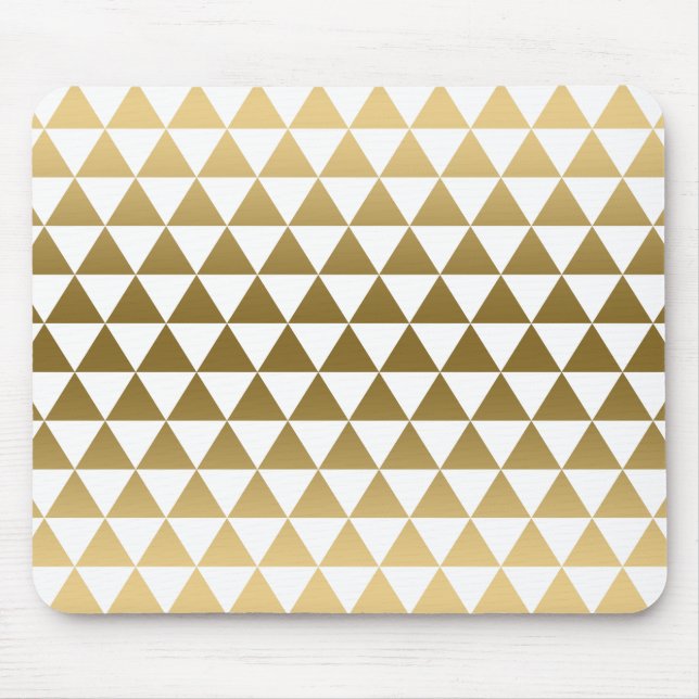 Modern Gold Geometric Triangles Pattern Mouse Pad (Front)