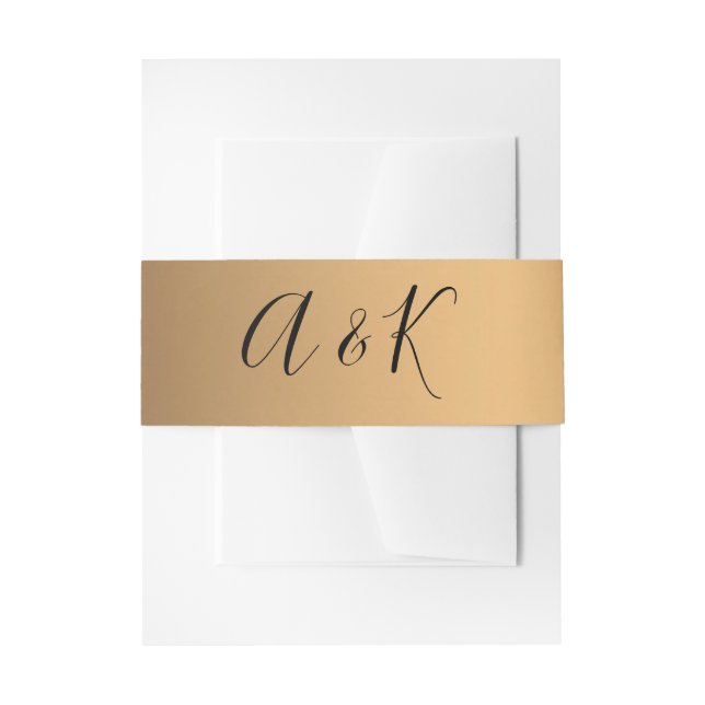 Modern Gold Geometric Wedding Invitation Belly Band (Front Example)