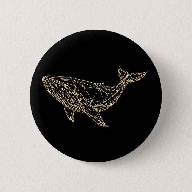 Modern Gold Geometric Whale Button (Front)