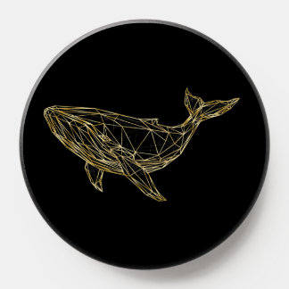 Modern Gold Geometric Whale | Luxury Black PopGrip PopSocket