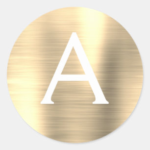Modern Gold Girly Metallic Monogram Classic Round Sticker