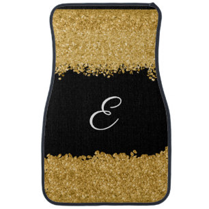 Modern Gold Girly Sparkle Elegant Monogrammed Car Floor Mat