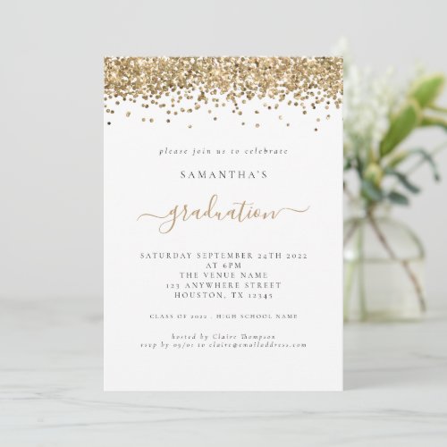 Modern Gold Glitter 2024 Graduation Invitation