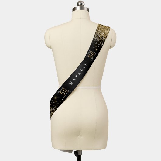 Modern gold glitter 50th birthday party stylish sash (Mannequin)