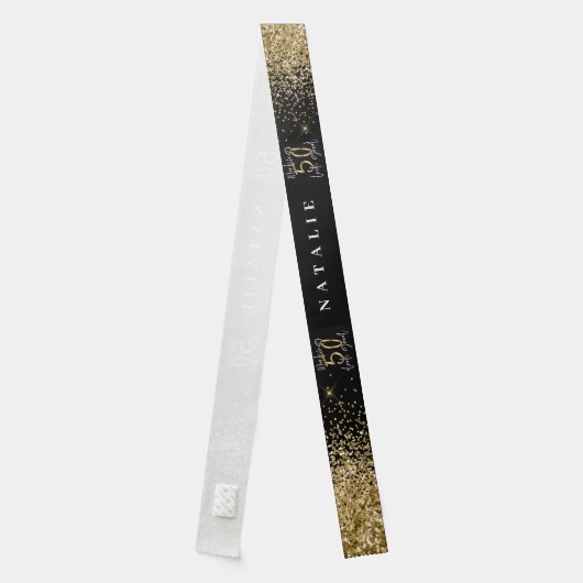 Modern gold glitter 50th birthday party stylish sash (Back)