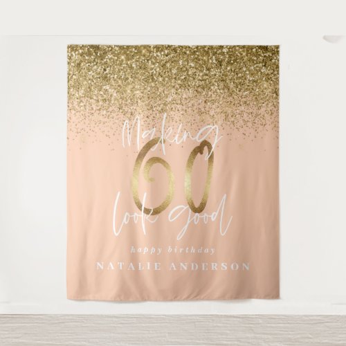 Modern gold glitter 60th birthday party decor tape