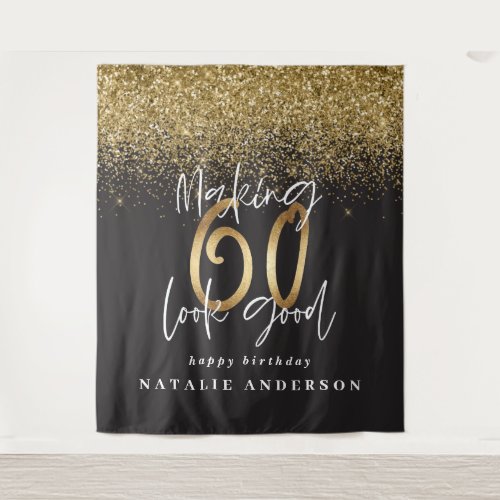 Modern gold glitter 60th birthday party decor