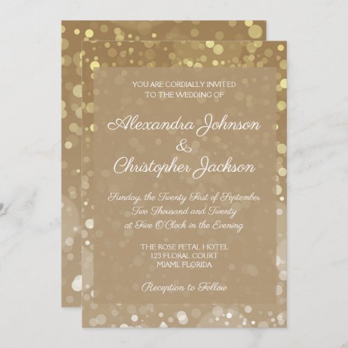 Modern Gold Glitter and Sparkle Elegant Wedding Invitation