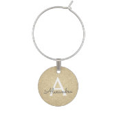Modern Gold Glitter and Sparkle Monogram Wine Charm (Front)