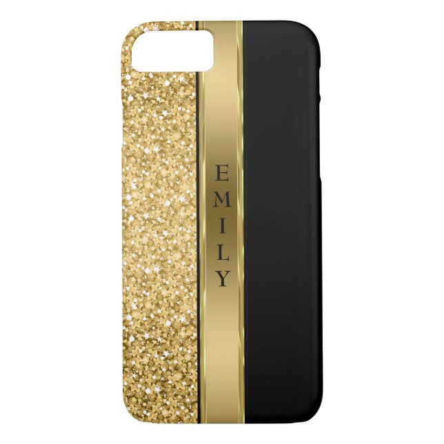 Modern Gold Glitter And Stripe Case-Mate iPhone Case (Back)