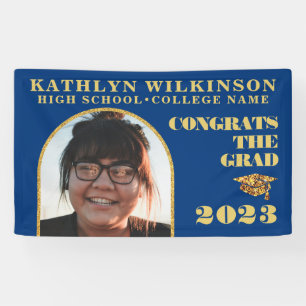 Modern Gold Glitter Arch Photo Graduation Party Banner