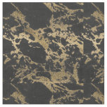 Modern Gold Glitter Black Marble Fabric