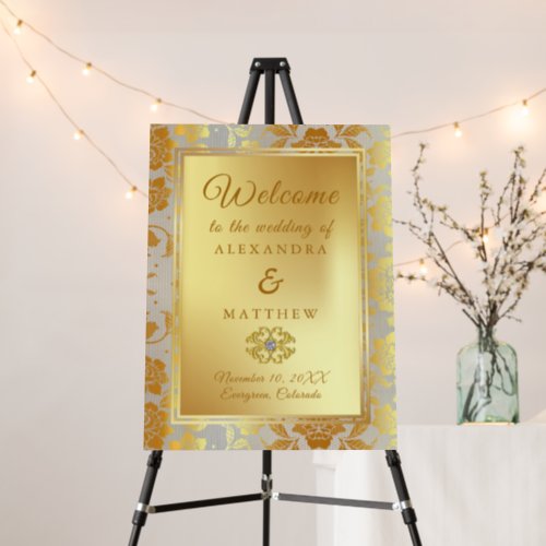 Modern Gold Glitter Black Wedding Welcome  Foam Board