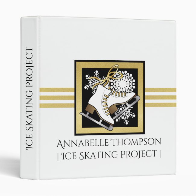 Modern Gold Glitter Black White Ice Skating
