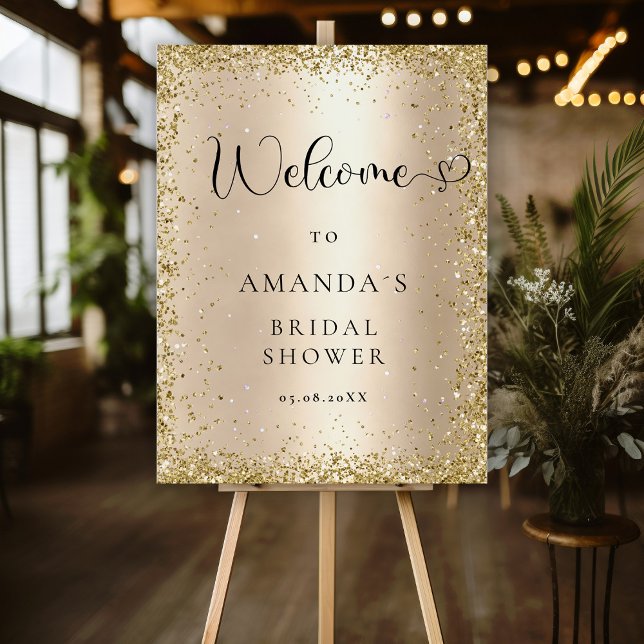 Modern Gold Glitter Bridal Shower  Foam Board (Creator Uploaded)