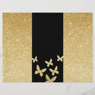 Modern Gold Glitter Butterflies Trifold Brochure