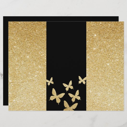 Modern Gold Glitter Butterflies Trifold Brochure (Front/Back)