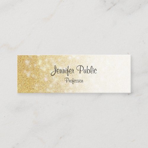 Modern Gold Glitter Calligraphy Script Elegant Mini Business Card