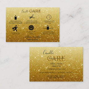 Modern Gold Glitter Candle Care Business Card