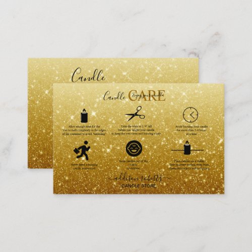 Modern  Gold Glitter Candle Care   Business Card