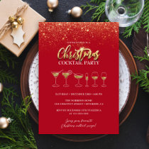 Modern Gold Glitter Christmas Cocktail Party Invitation
