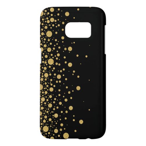 Modern Gold Glitter Circles Black Background Samsung Galaxy S7 Case