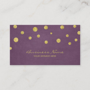 Modern Gold Glitter Confetti Dots Violet Business Card
