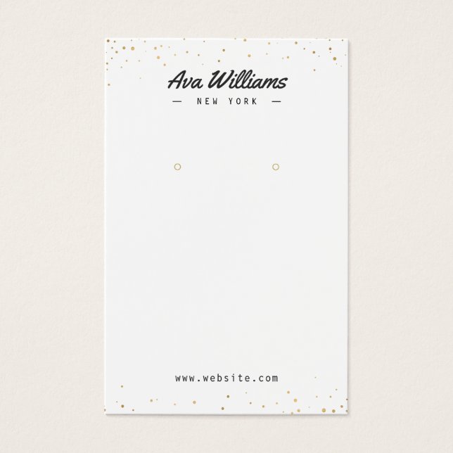 Modern gold glitter custom jewelry earring display (Front)