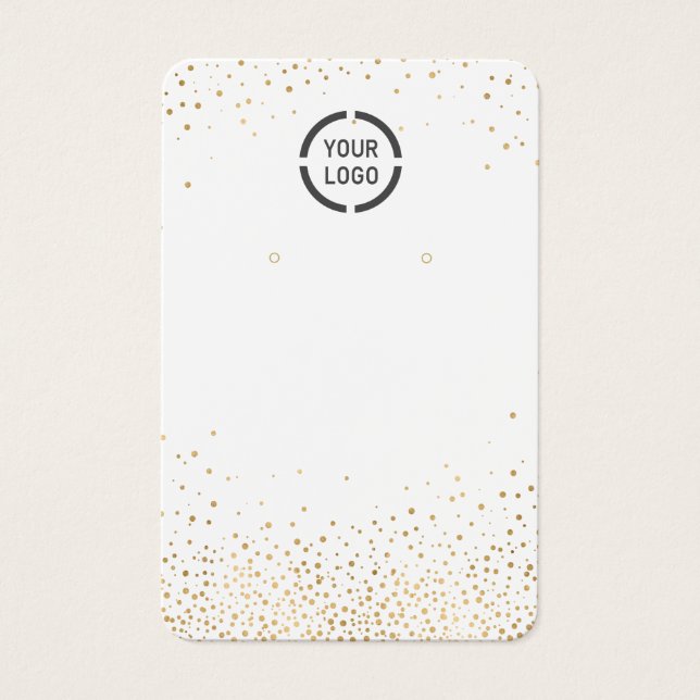 Modern gold glitter custom logo earring display (Front)