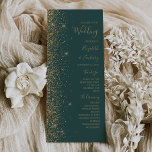 Modern Gold Glitter Dark Green Wedding Program<br><div class="desc">The left-hand edge of this elegant modern wedding program features a gold faux glitter design. The customizable text combines gold-colored handwriting,  copperplate and italic fonts on a dark green background.</div>