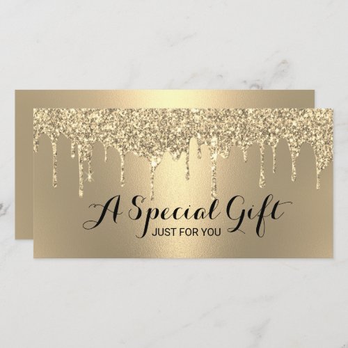 Modern Gold Glitter Drips Salon Gift Certificates