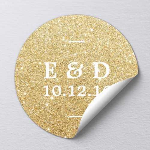 Modern Gold Glitter Elegant Wedding Favor Classic Round Sticker