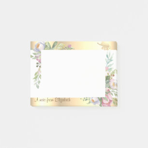 Modern Gold Glitter Elephant Flowers-Personalized Post-it Notes