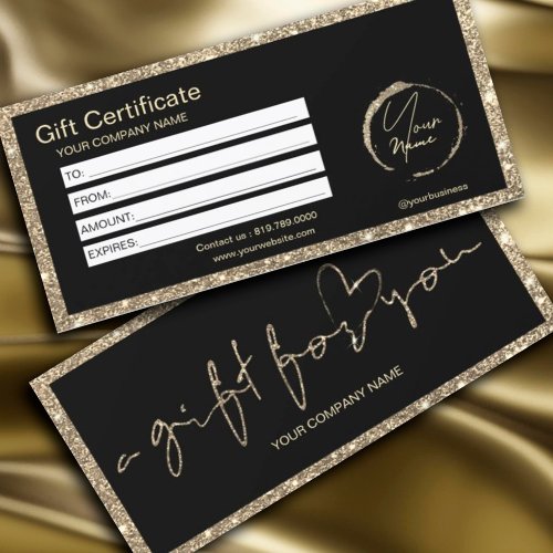 Modern Gold Glitter Gift Certificate