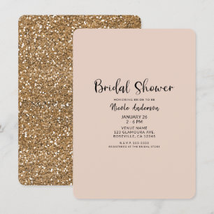 Modern Gold Glitter Glam Bridal Shower Invitation