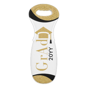 Modern Gold Glitter Grad 2016 Text Design Wine Bag