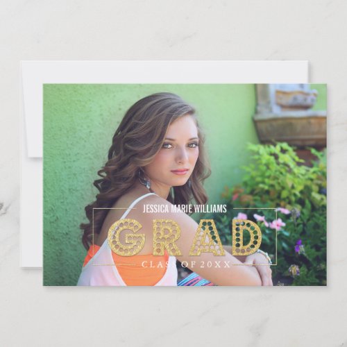 Modern Gold Glitter Graduation Invitations